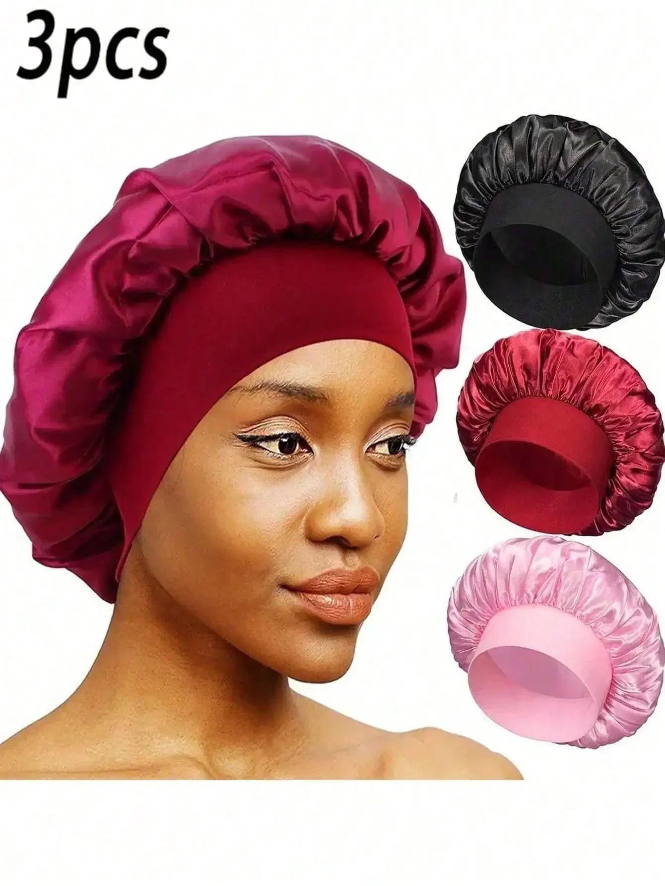Pure Silk Sleep Cap Set For Women With Elastic Band