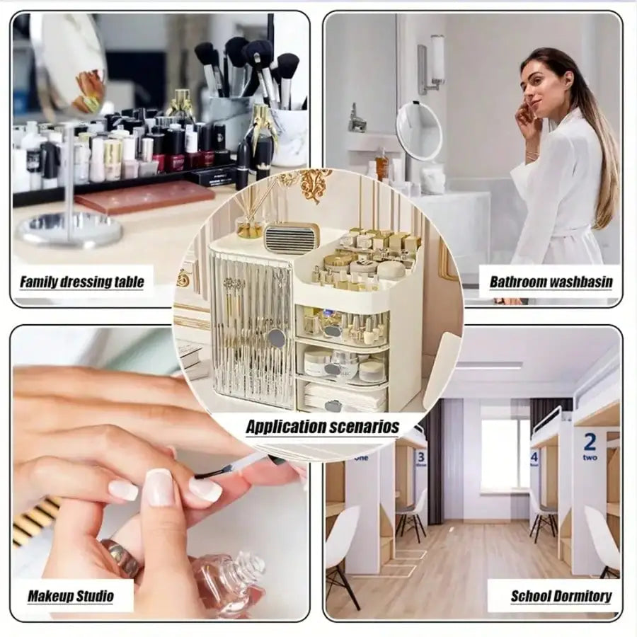 Makeup Organizer With Mirror And Drawers For Skincare And Vanity