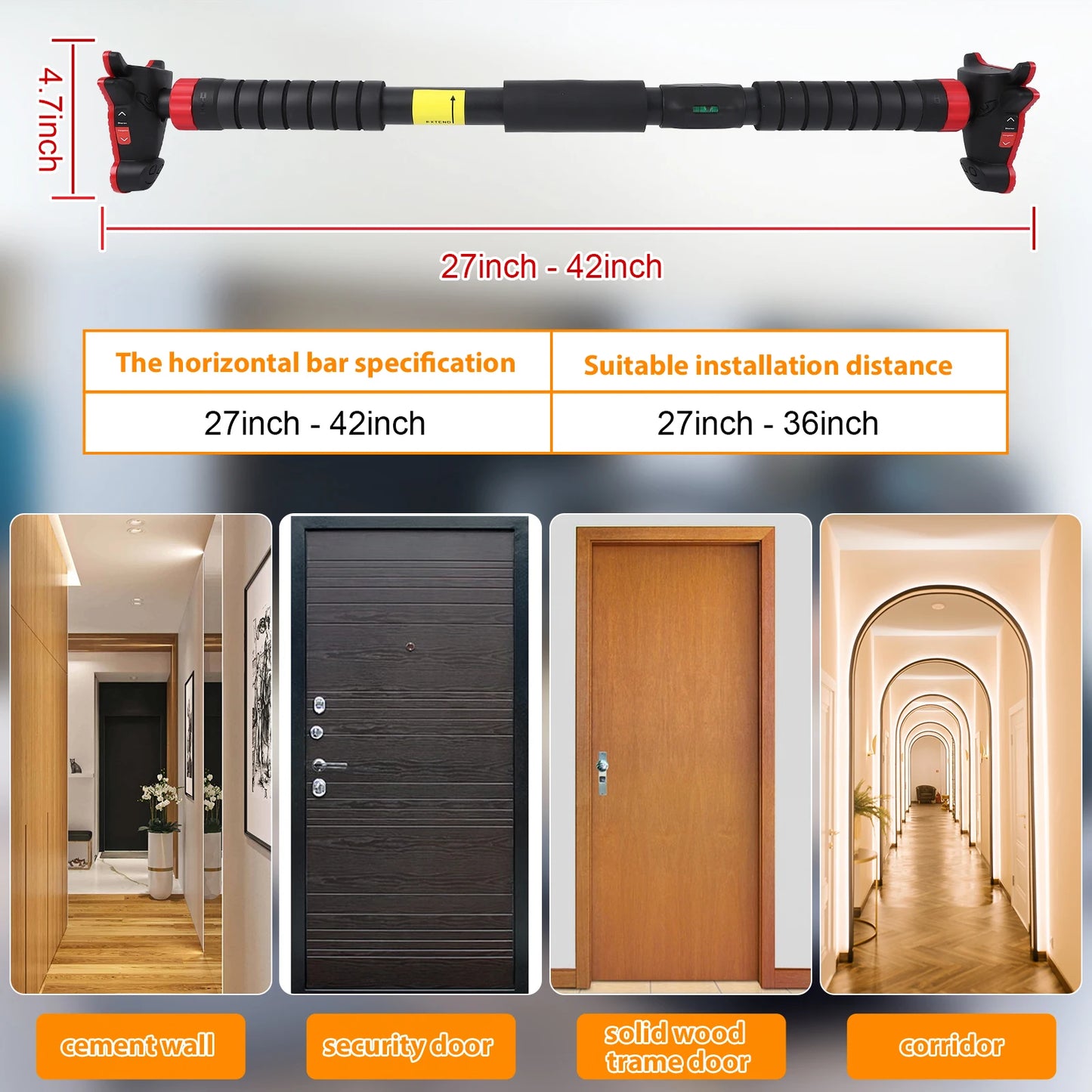 TWISTER.CK Chin Up Bar For Doorway No Screws Wall Mount Adjustable Non Slip