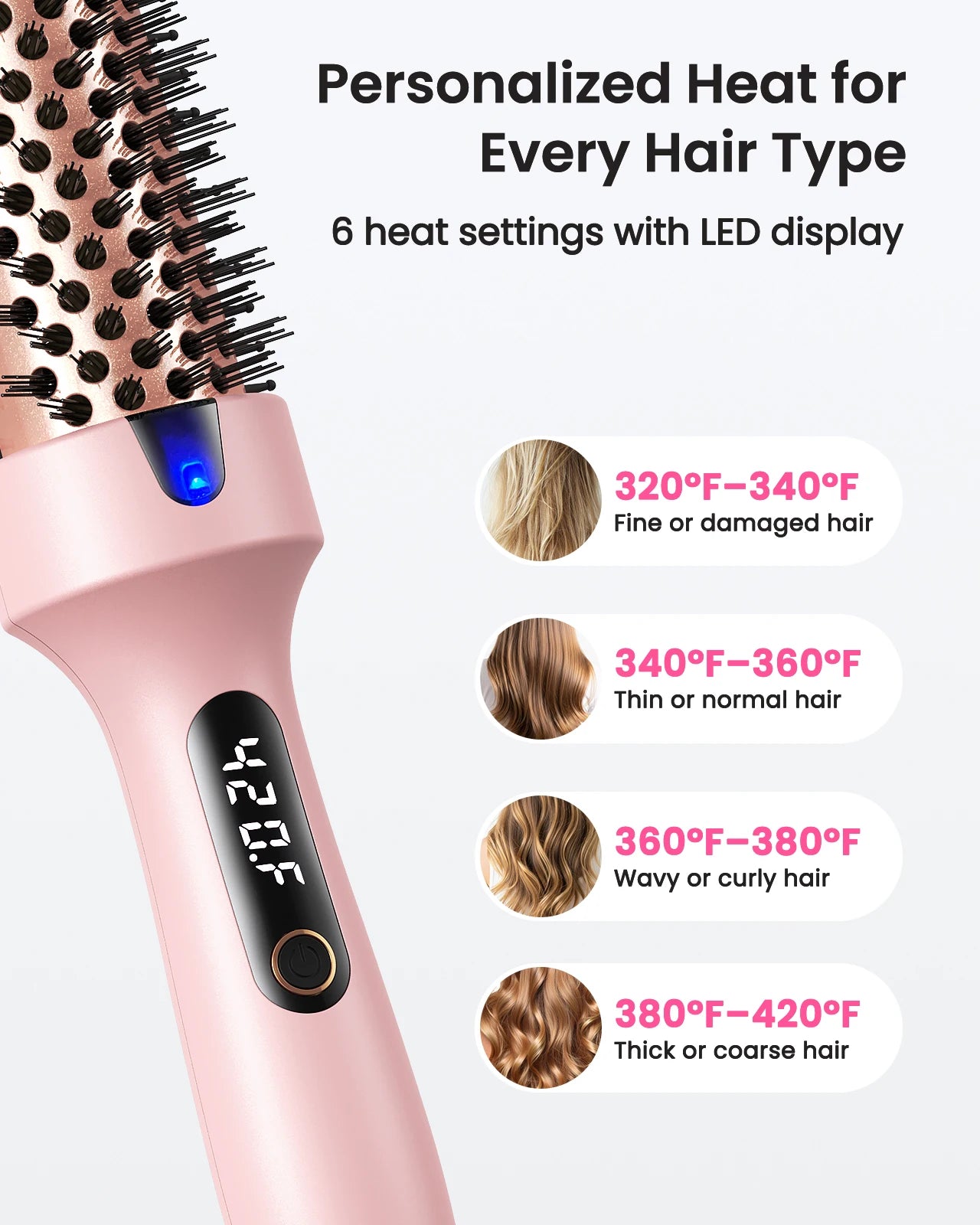 BOPCAL 110-240V Heated Curling Iron Brush for Hair Styling