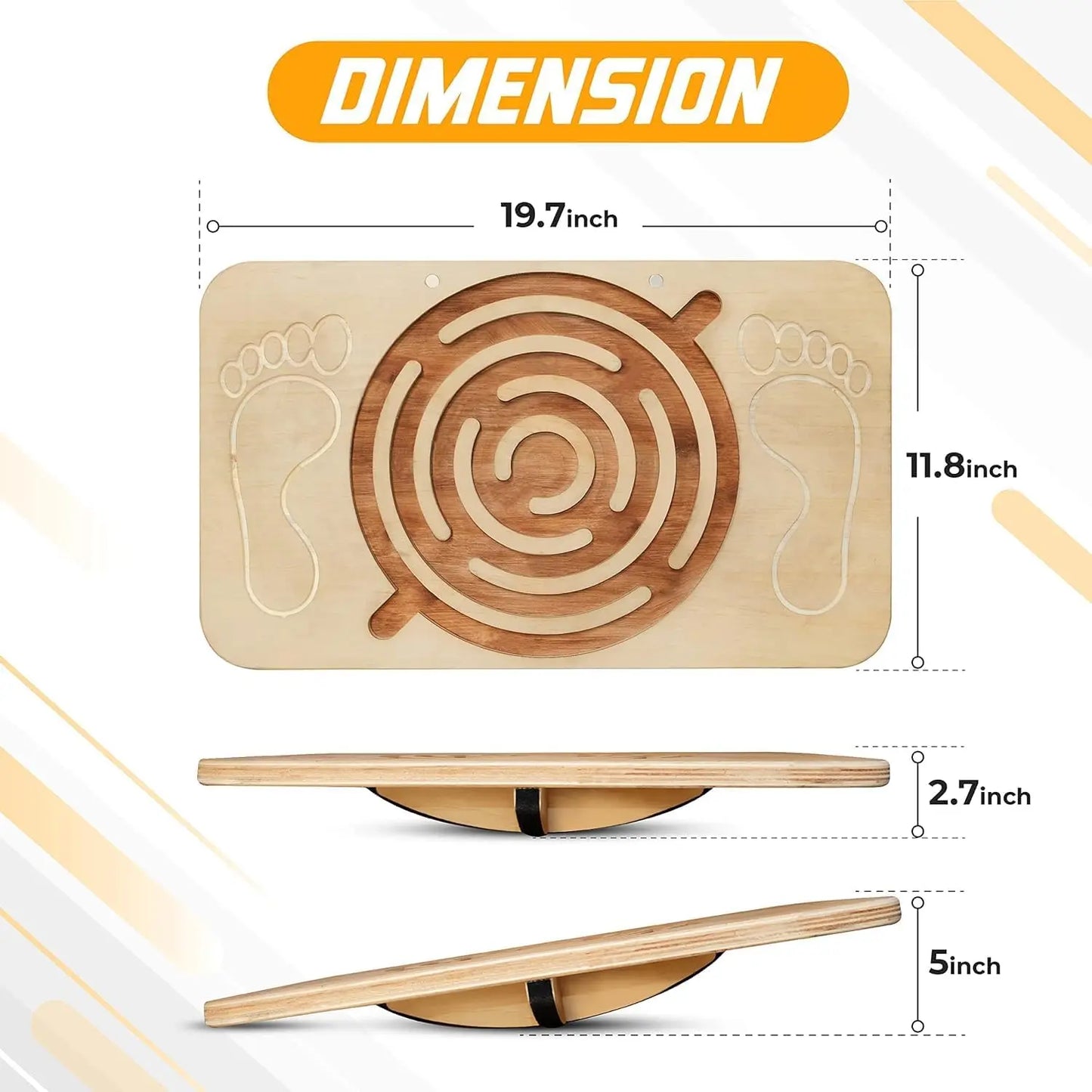 YTYIN Wooden Balance Board For Leg Workout Anti Slip Desk
