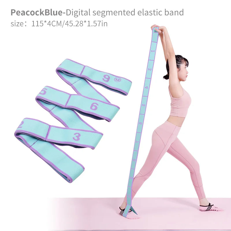 Elastic Yoga Stretching Strap With Loops For Ballet And Pilates