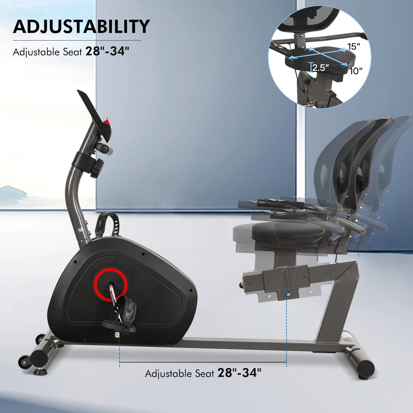 Recumbent Exercise Bike for Home Quiet Eight Levels Large Seat