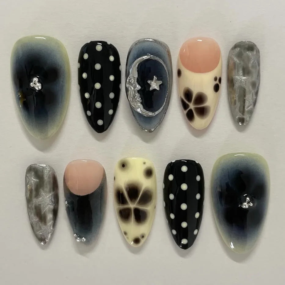 YADORNOS Vintage Little Lamb Rabbit Rose Printed Press On Nails