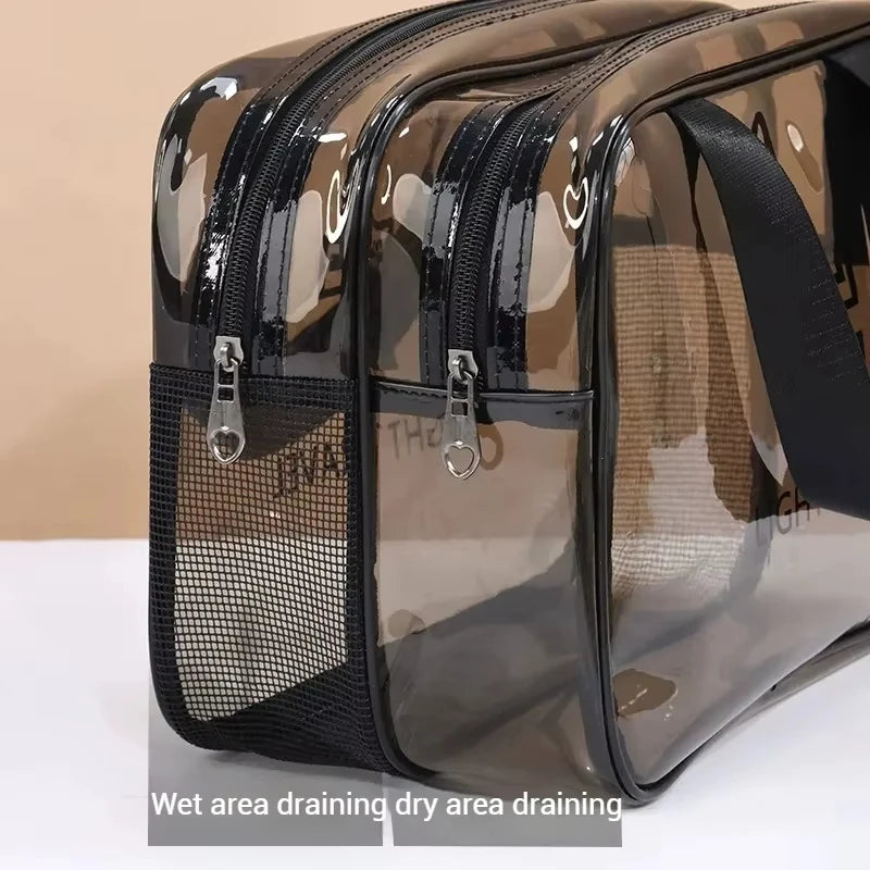 Clear Waterproof Travel Makeup Bag With Double Zipper TSA Compliant
