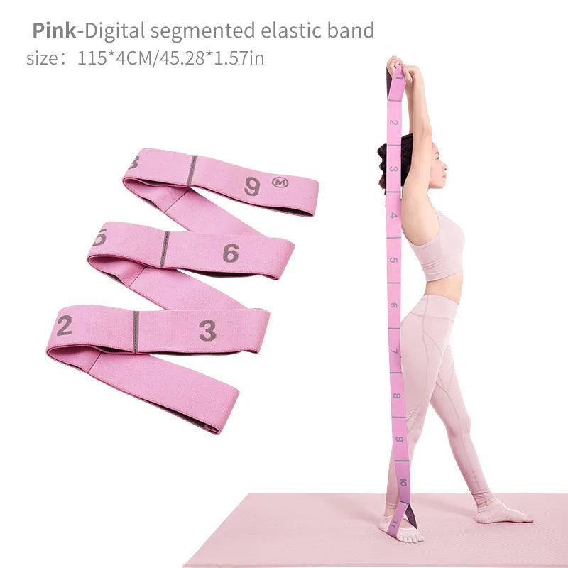 Elastic Yoga Stretching Strap With Loops For Ballet And Pilates
