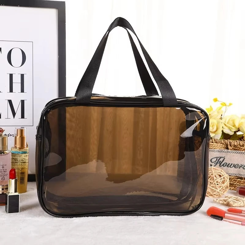 Clear Waterproof Travel Makeup Bag With Double Zipper TSA Compliant