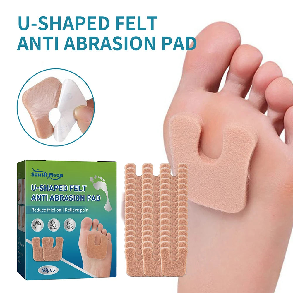 Anti Callus Foot Cushions U Shaped Felt Pads 48pcs