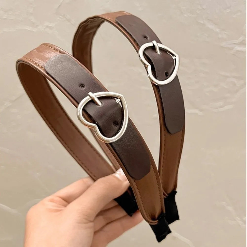 Fashion Leather Headband With Heart Buckle Hair Accessory