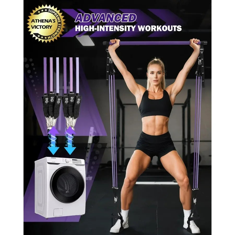 Pilates Bar Kit With Resistance Bands And Natural Latex