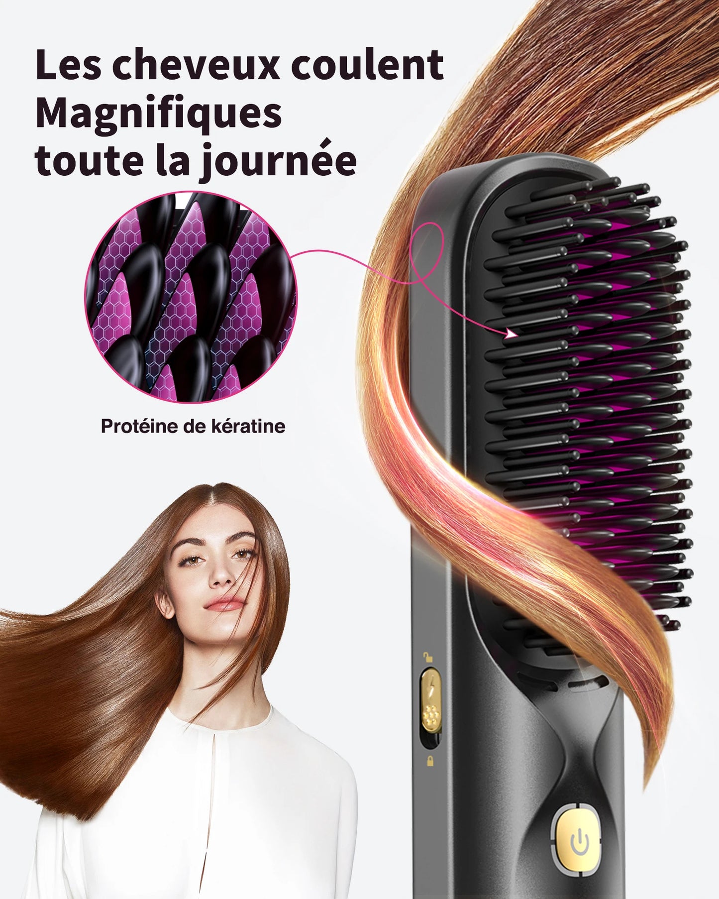 BOPCAL Cordless 2 In 1 Hair Straight Comb And Curler 10000mAh
