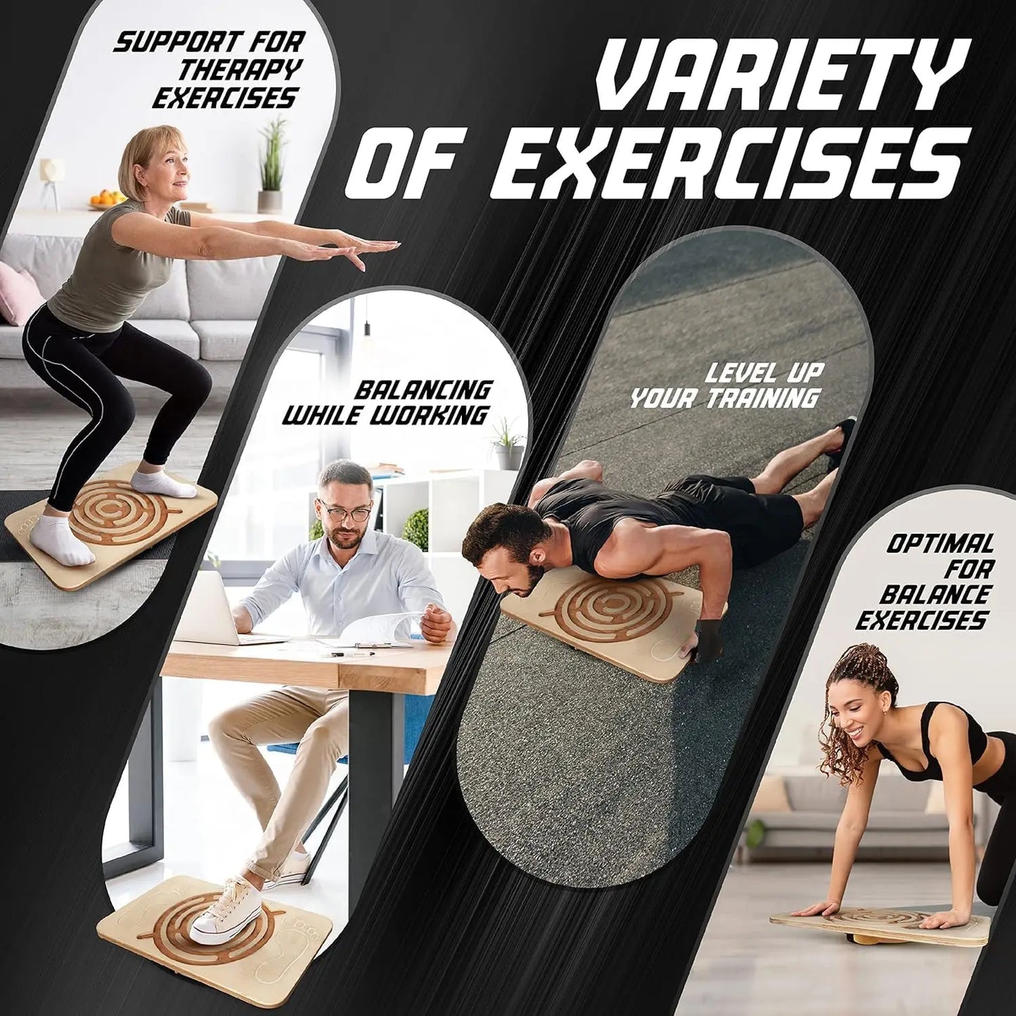 YTYIN Wooden Balance Board For Leg Workout Anti Slip Desk