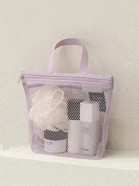 Lightweight Mesh Shower Bag Large Capacity Travel Toiletry Organizer With Zipper