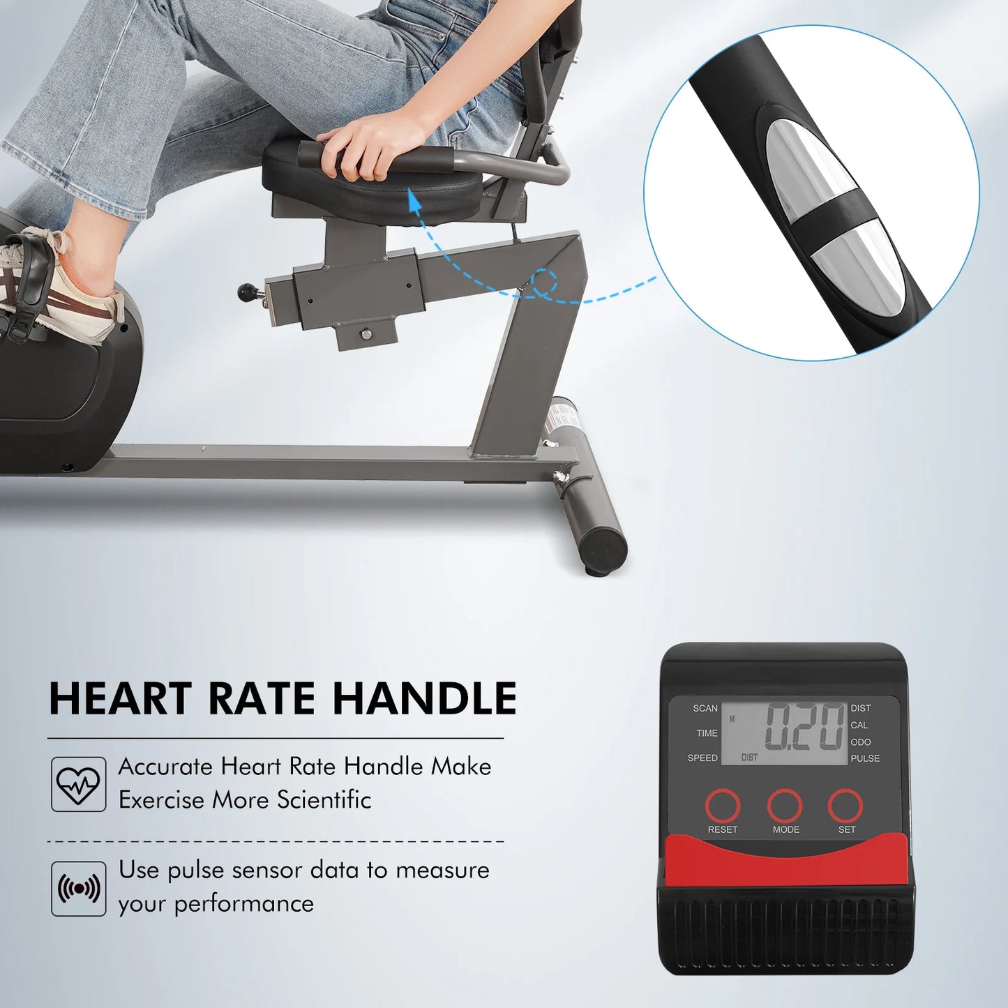 Recumbent Exercise Bike for Home Quiet Eight Levels Large Seat