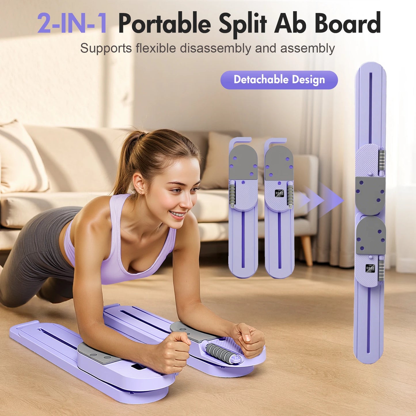 Pilates Reformer AB Board Portable Split Resistance Gym With LCD Display