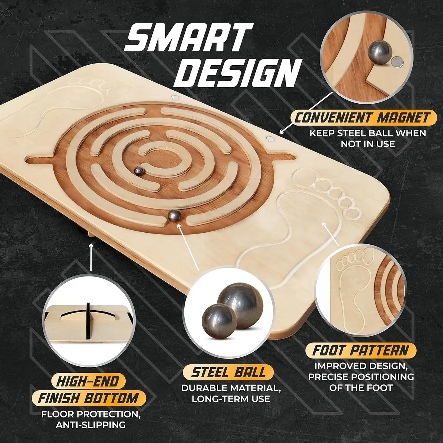 YTYIN Wooden Balance Board For Leg Workout Anti Slip Desk