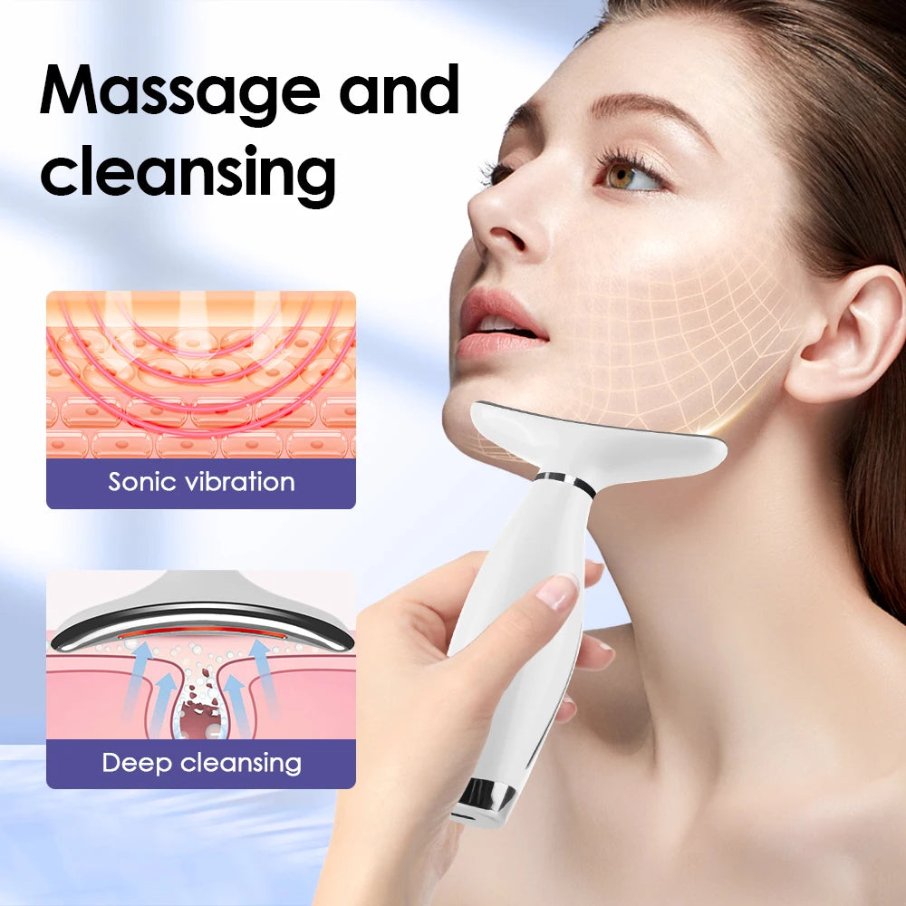 Neck Face Lifting Massager LED Photon Therapy Skin Tightening Device