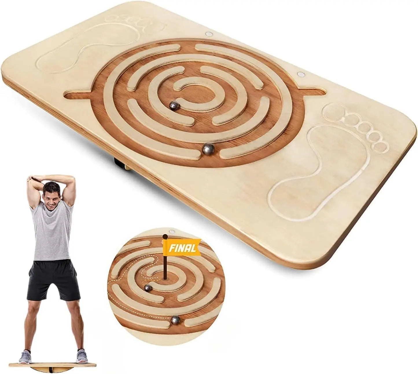 YTYIN Wooden Balance Board For Leg Workout Anti Slip Desk