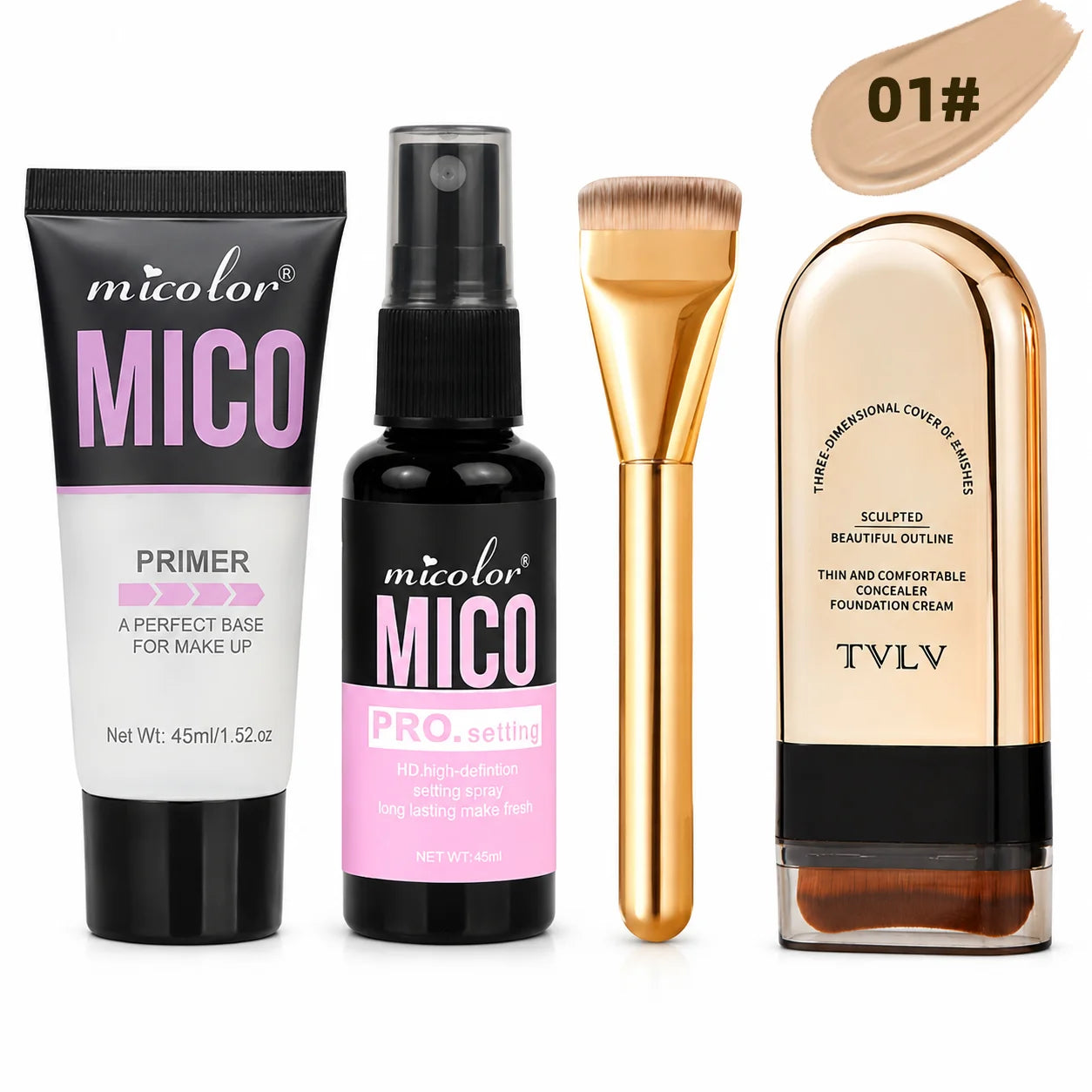 4 In 1 Makeup Bundle Hydrating Primer Gel Foundation Brush
