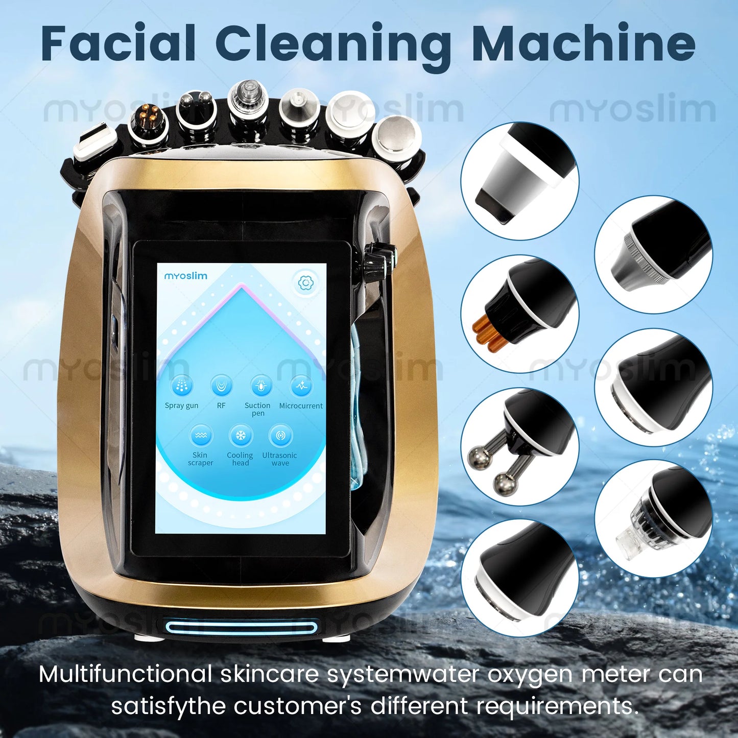MYOSLIM 7 In 1 Hydra Oxygen Facial Dermabrasion Machine Skin Analyzer