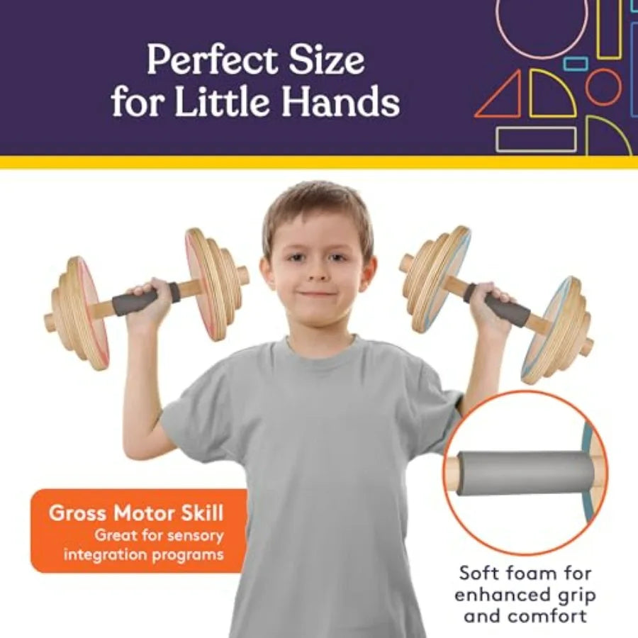 Kids Wooden Workout Weights Set For Home Gym And School Use
