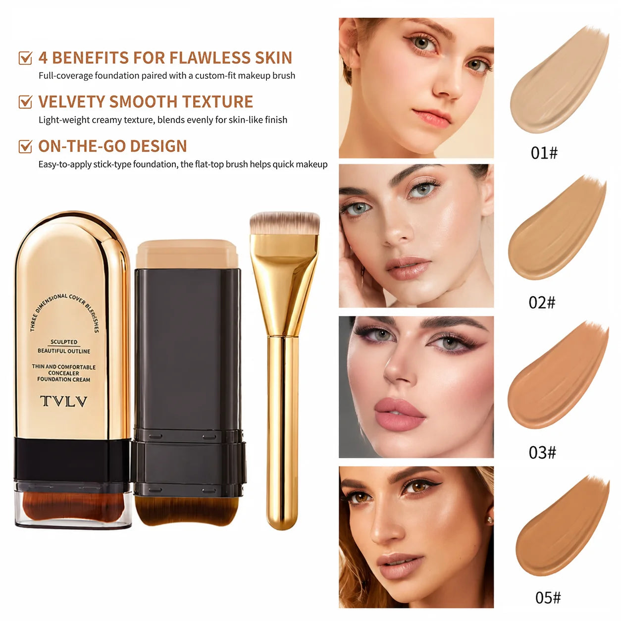 4 In 1 Makeup Bundle Hydrating Primer Gel Foundation Brush