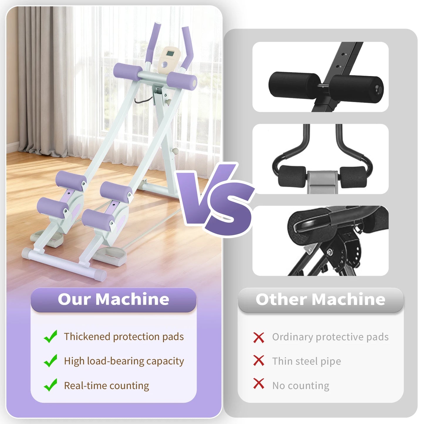 Abdominal Curling Exercise Machine Adjustable Dual Track Core Trainer