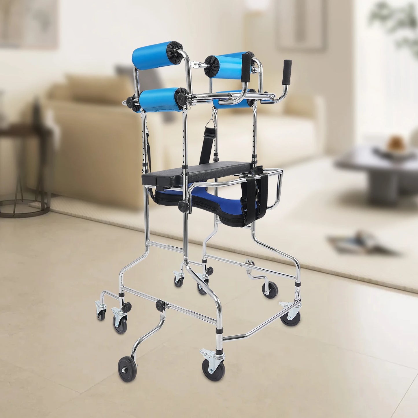 Rollator Walker 8 Wheel Mobility Aid Elderly Rehabilitation With Brakes