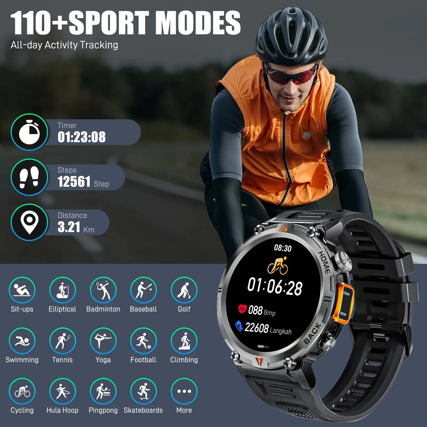EIGIIS KE3 Bluetooth Calling Smartwatch For Men Heart Rate Monitor