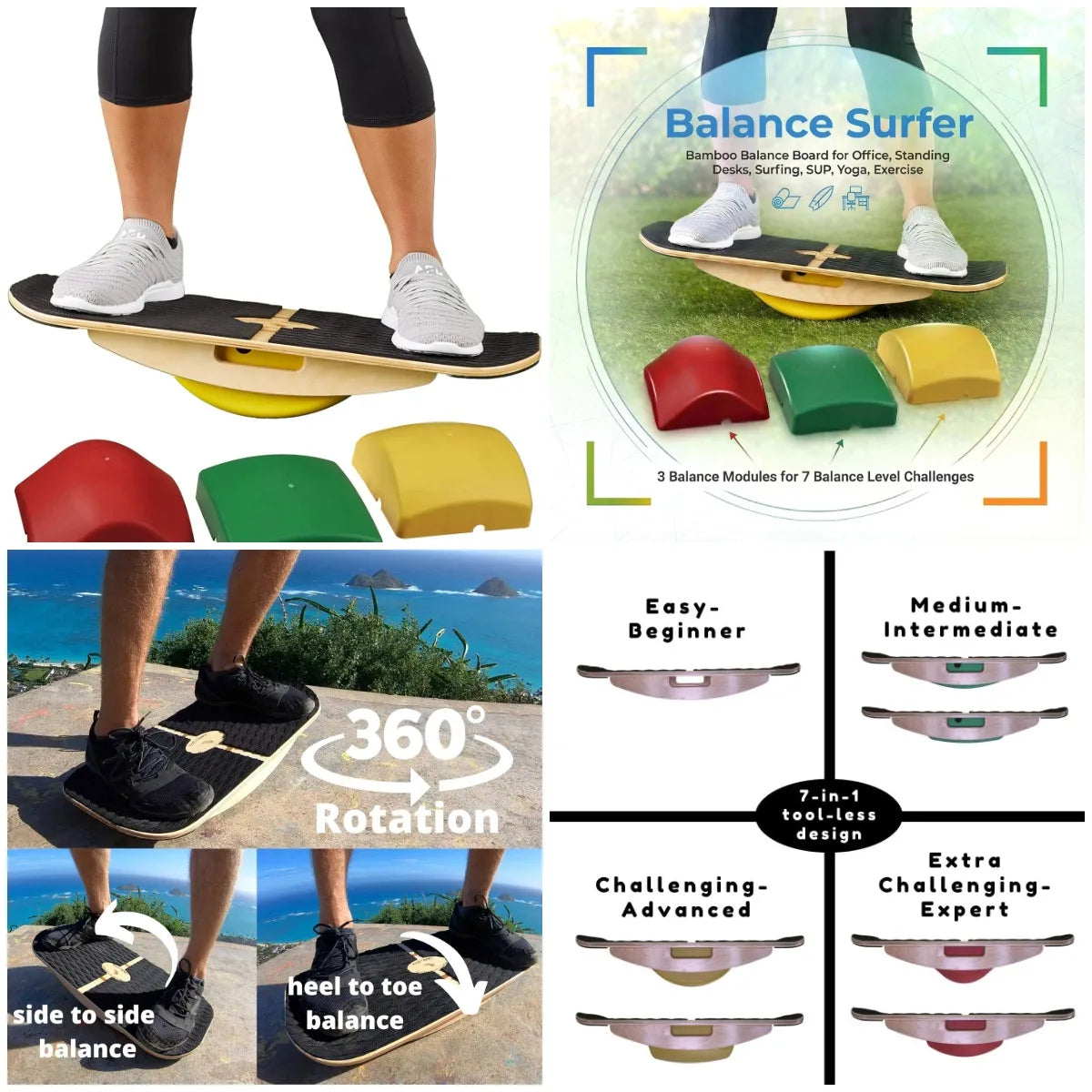 YTYIN Balance Surfer Bamboo Balance Board For Office Standing Desks