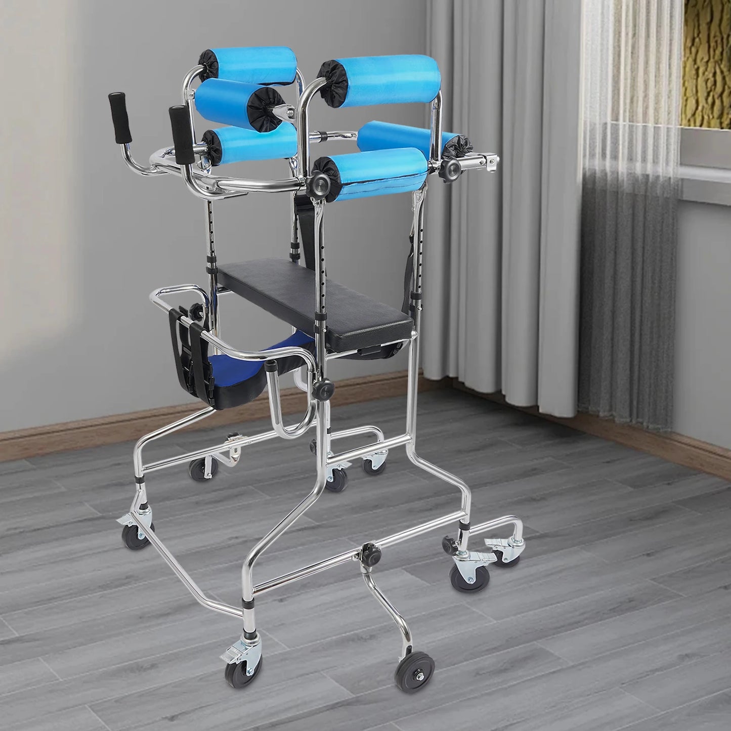 Rollator Walker 8 Wheel Mobility Aid Elderly Rehabilitation With Brakes