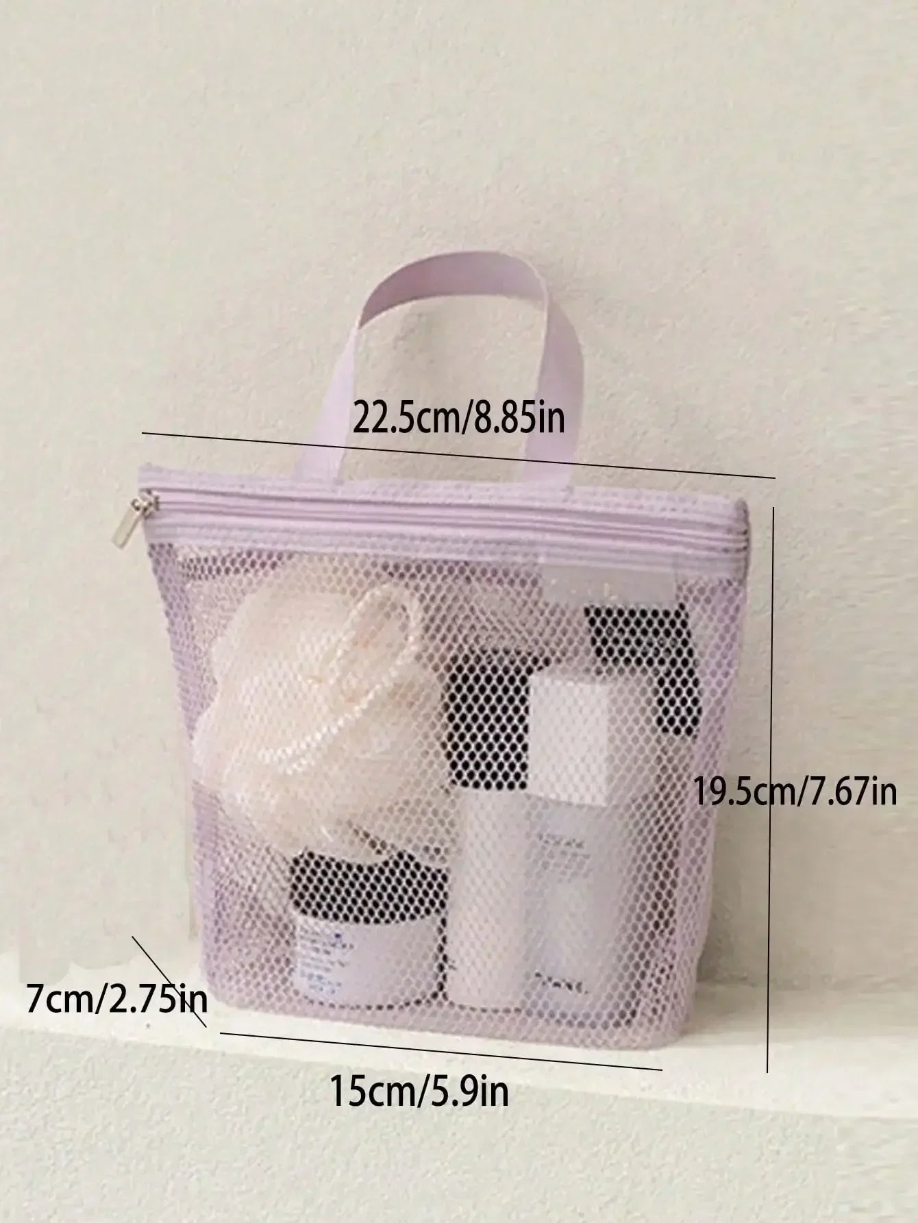 Lightweight Mesh Shower Bag Large Capacity Travel Toiletry Organizer With Zipper