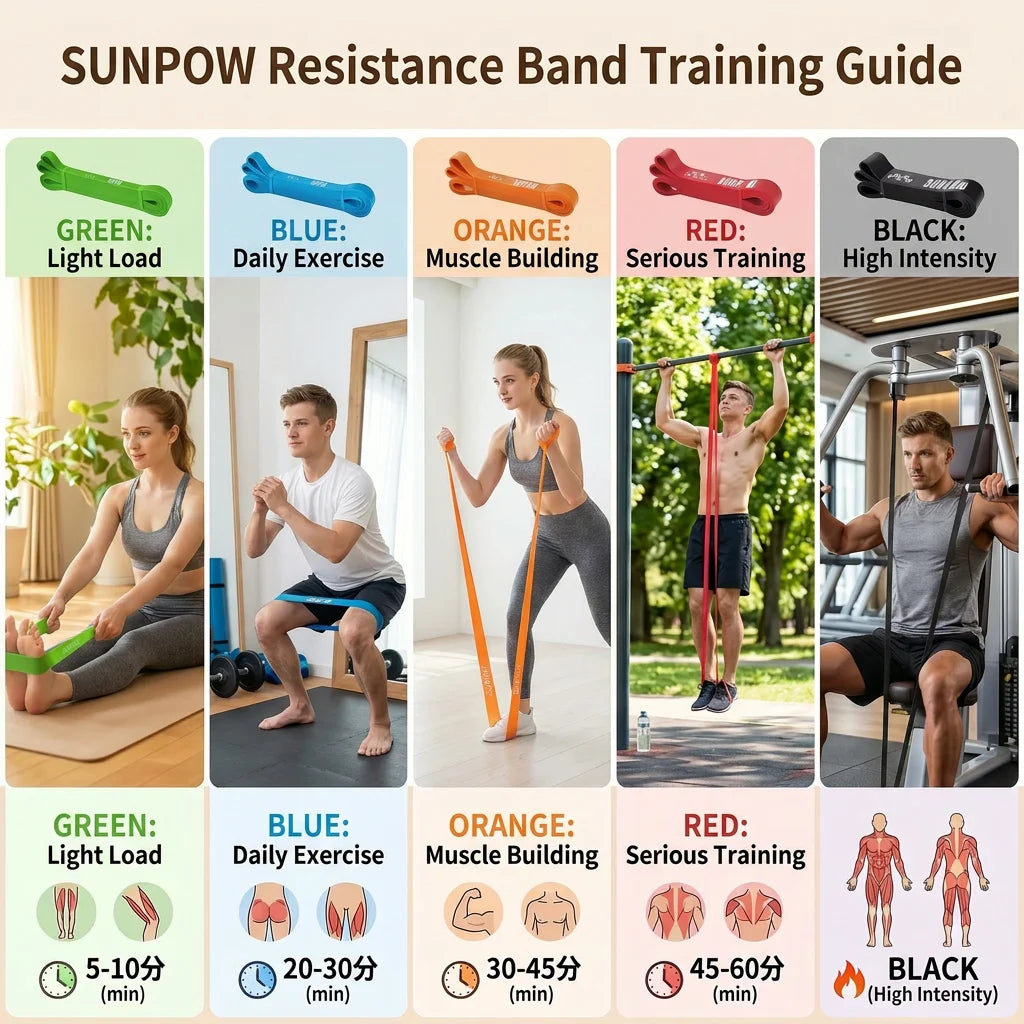 Pull Up Resistance Bands Five Heavy Duty Natural Latex