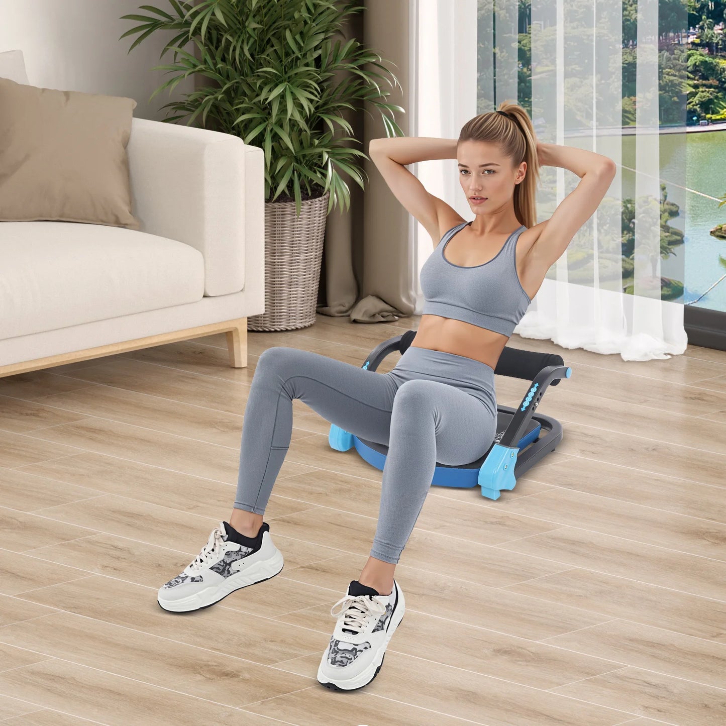 Abdominal Trainer And Sit Up Machine With Adjustable Resistance Foldable