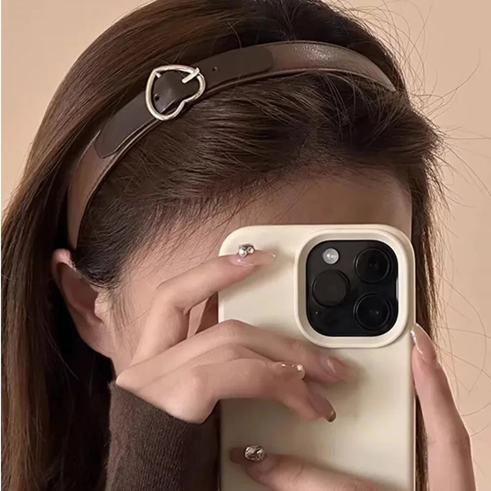 Fashion Leather Headband With Heart Buckle Hair Accessory