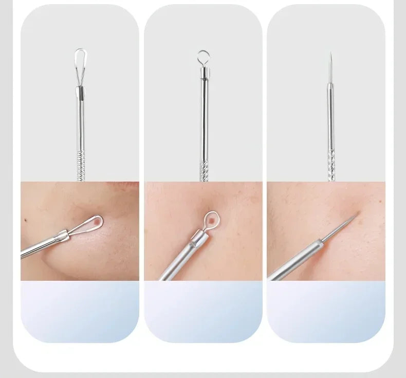 Stainless Steel Skin Care Tool Set Blackhead Pimple Removal 4 7 8 Pieces