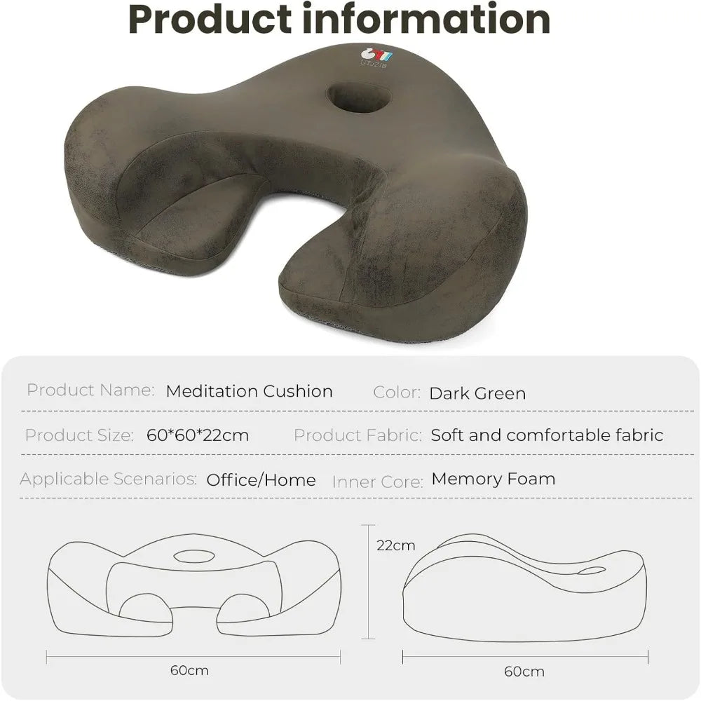 Ergonomic Memory Foam Meditation Cushion and Floor Pillow Set