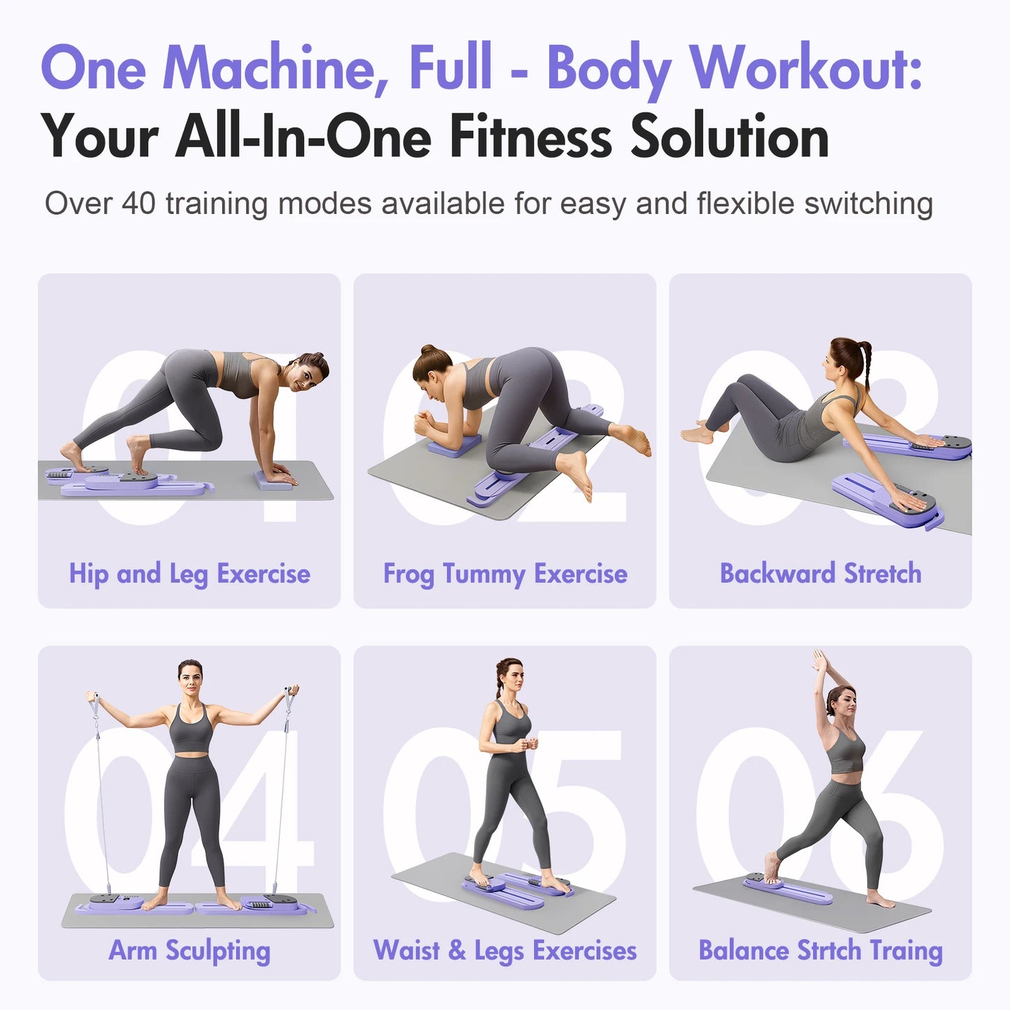 Pilates Reformer AB Board Portable Split Resistance Gym With LCD Display
