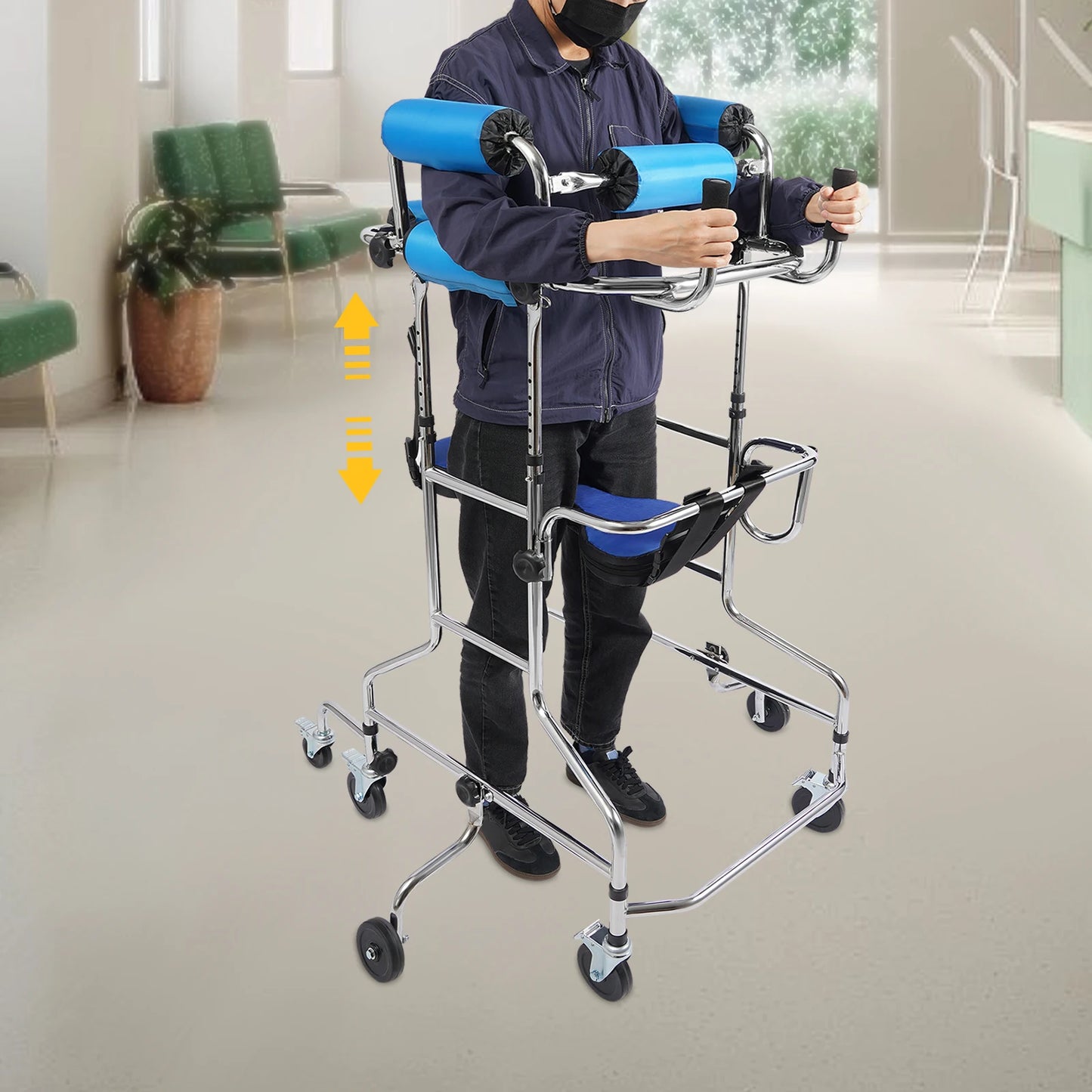 Rollator Walker 8 Wheel Mobility Aid Elderly Rehabilitation With Brakes