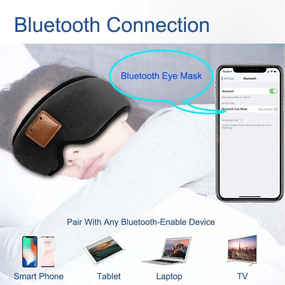 3D Sleep Mask With Built-In Sponge Speakers Bluetooth Headphones