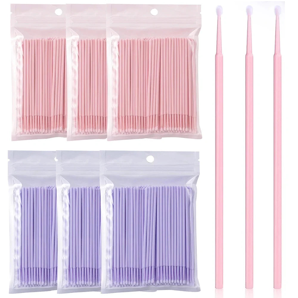 Disposable Micro Cotton Swabs For Lash Extension Cleaning 100 Count