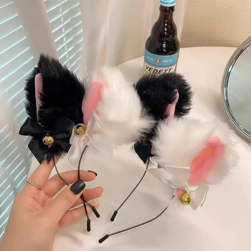 Plush Lace Cat Ears Headband For Women Cosplay Anime