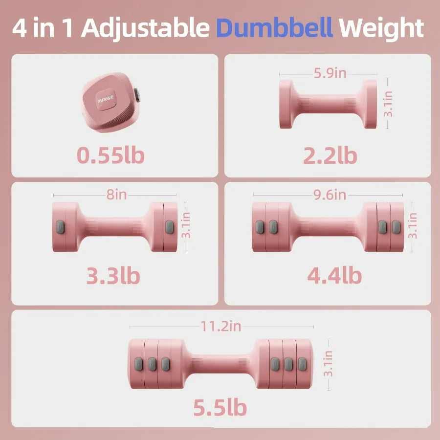 LISM Lightweight Adjustable Dumbbell Kettlebell Set 4 in 1 Grip Converter