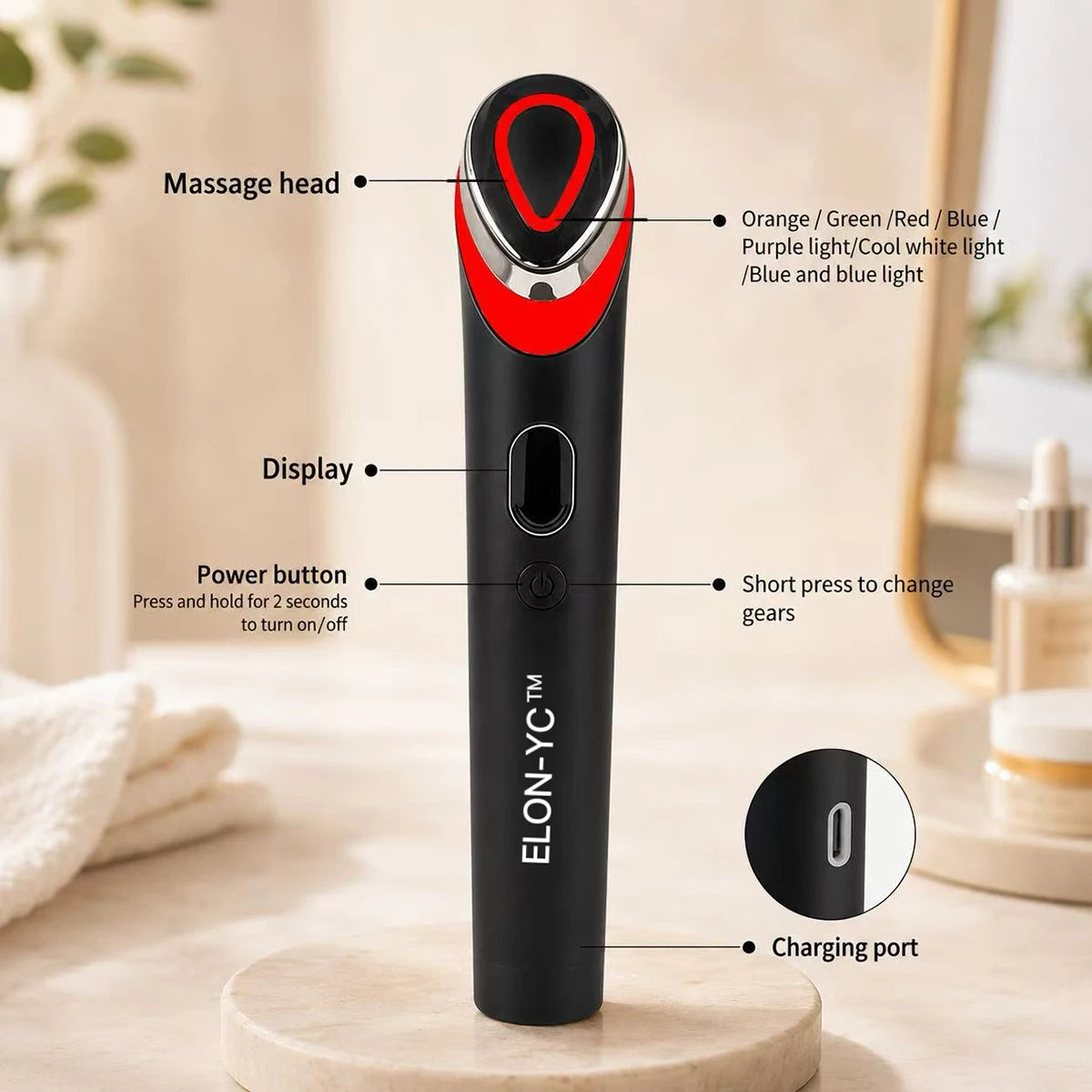 7 Colors EMS Face Massager Microcurrent Beauty Device For Skin