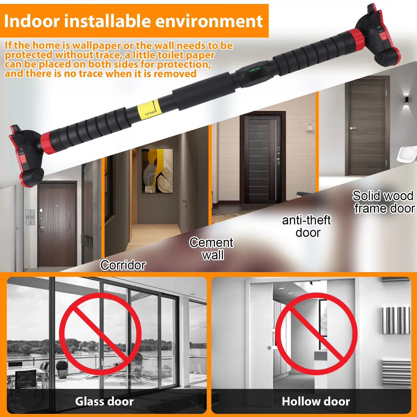 TWISTER.CK Chin Up Bar For Doorway No Screws Wall Mount Adjustable Non Slip