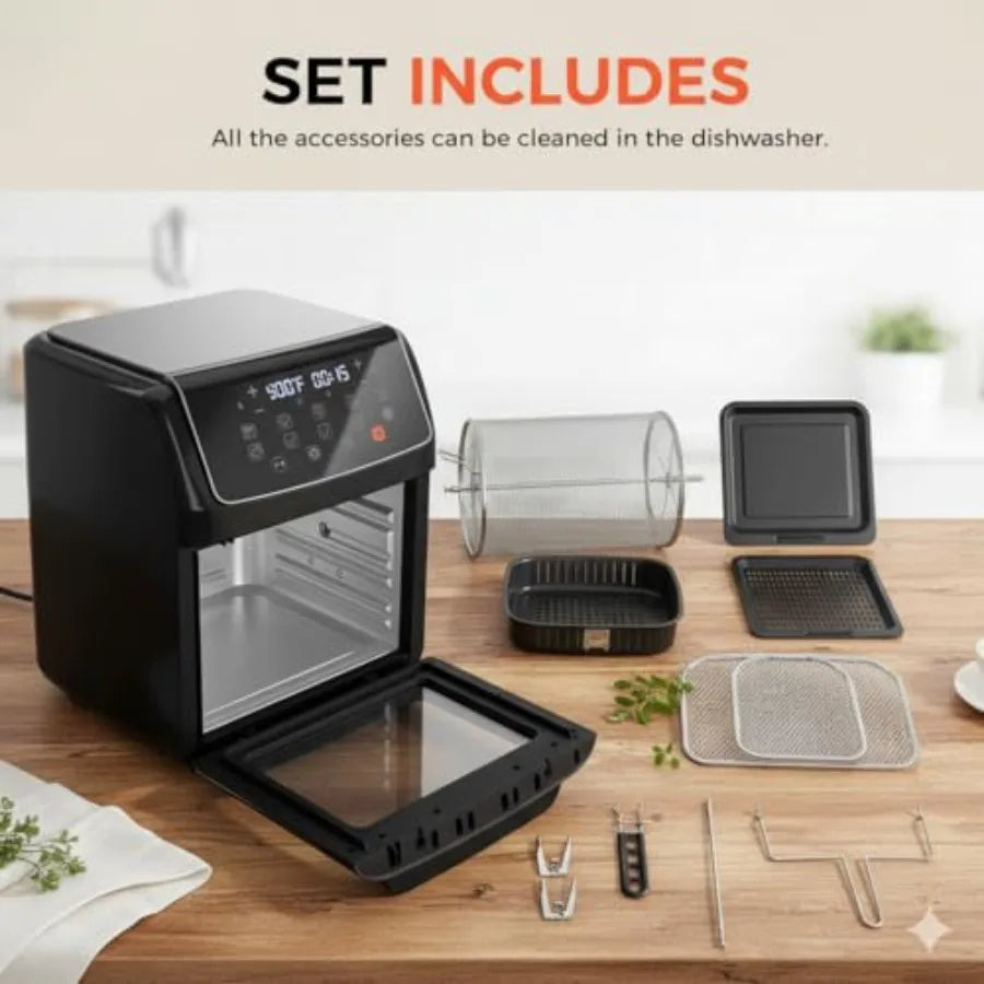 SHXI 10-in-1 Air Fryer Oven With Rotisserie And Visible Window