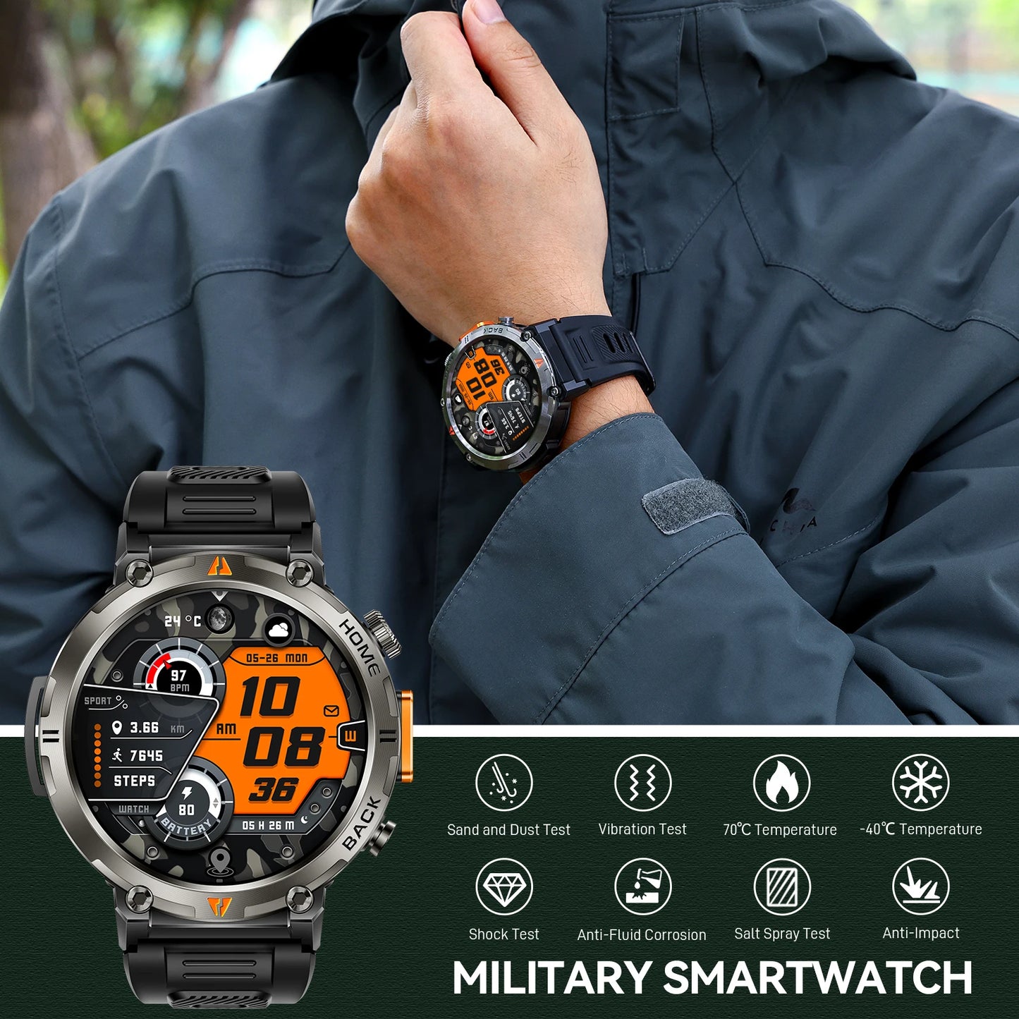 EIGIIS Bluetooth Call Smartwatch For Men Full Touch Heart Rate