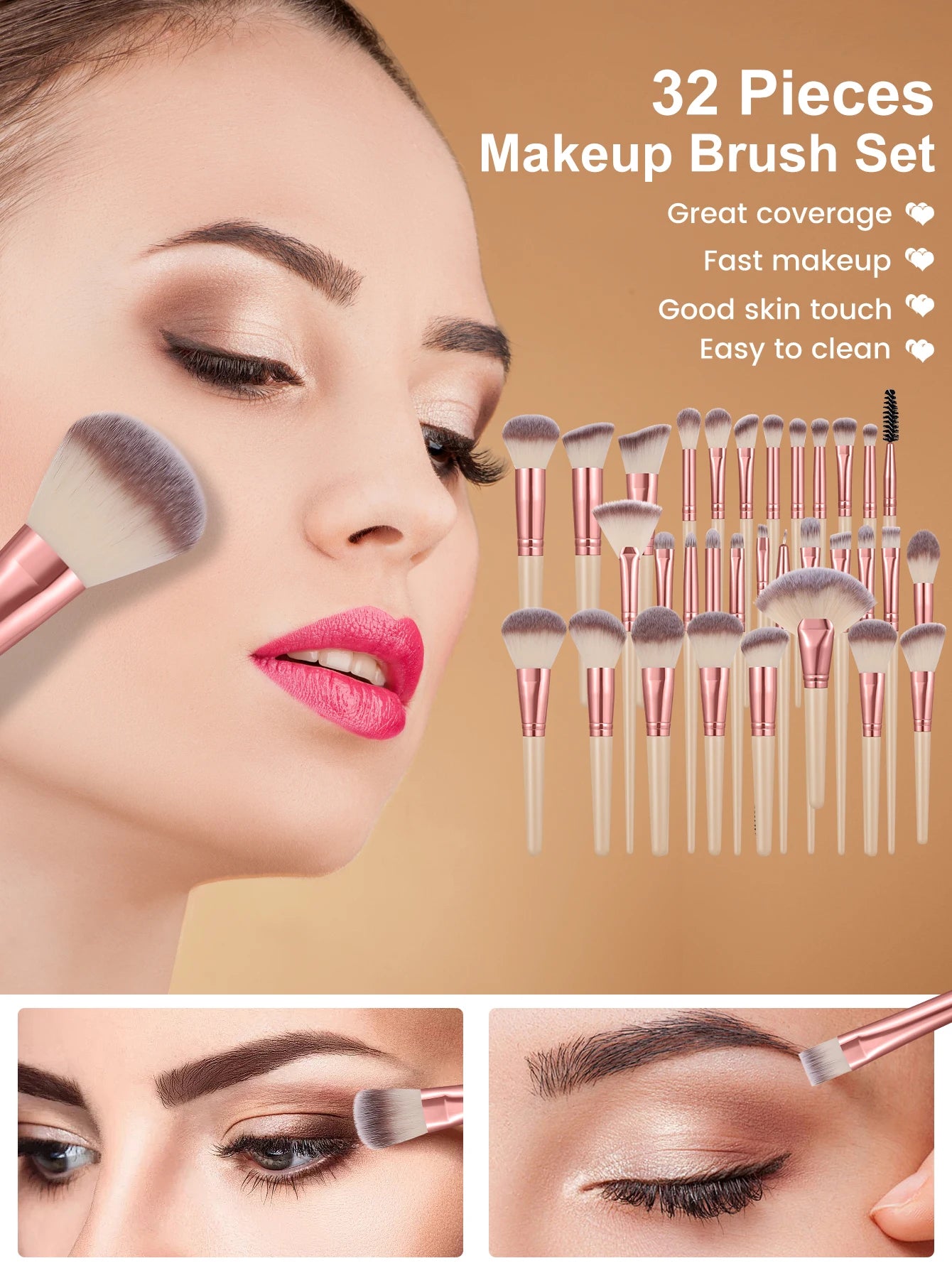 53 Piece Makeup Tool Set With Cosmetic Bag And Brushes