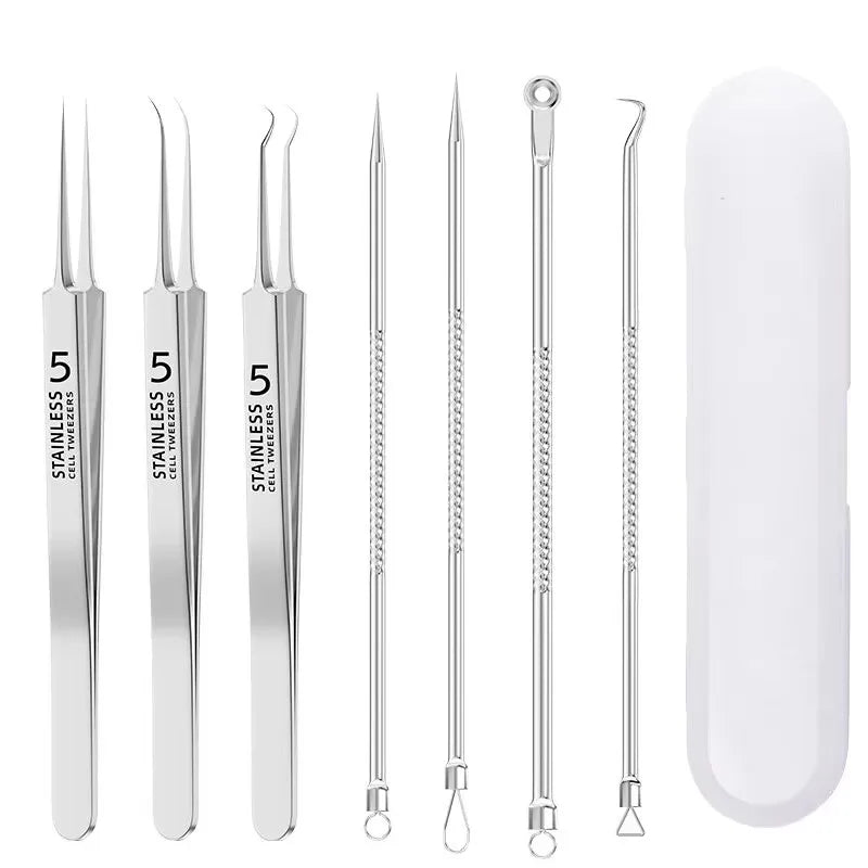 Stainless Steel Skin Care Tool Set Blackhead Pimple Removal 4 7 8 Pieces