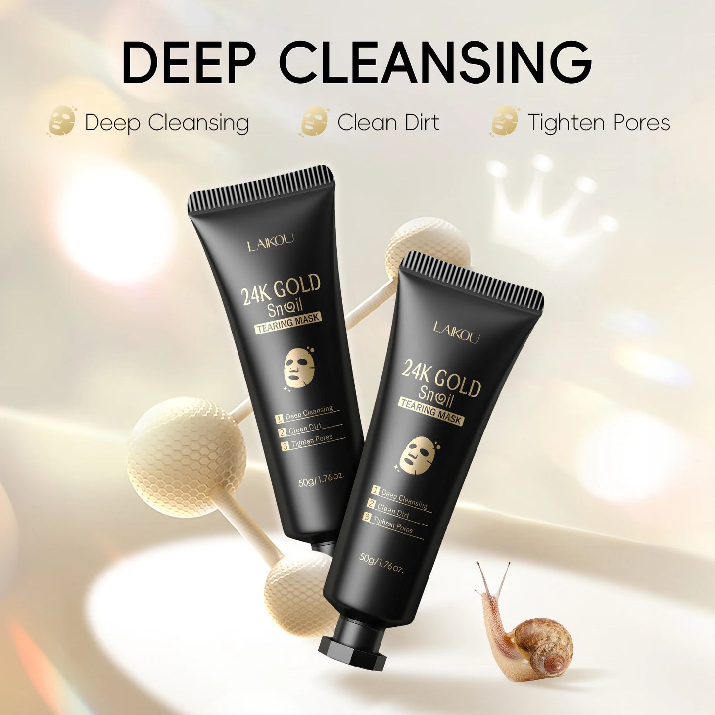 Laikou 24K Gold Snail Peel Off Mask 3 Piece Detoxifying